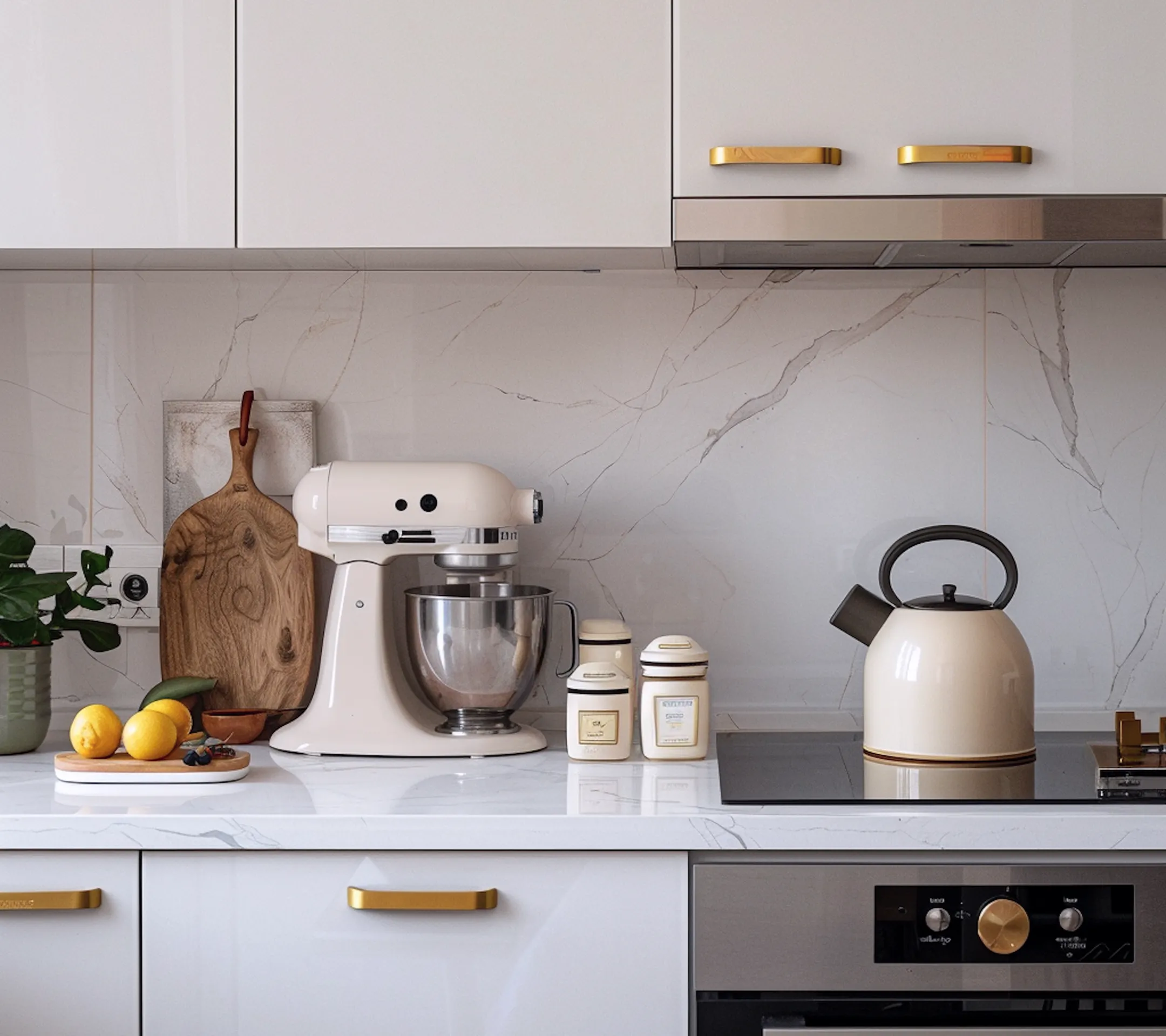 Modern kitchen countertop with appliances