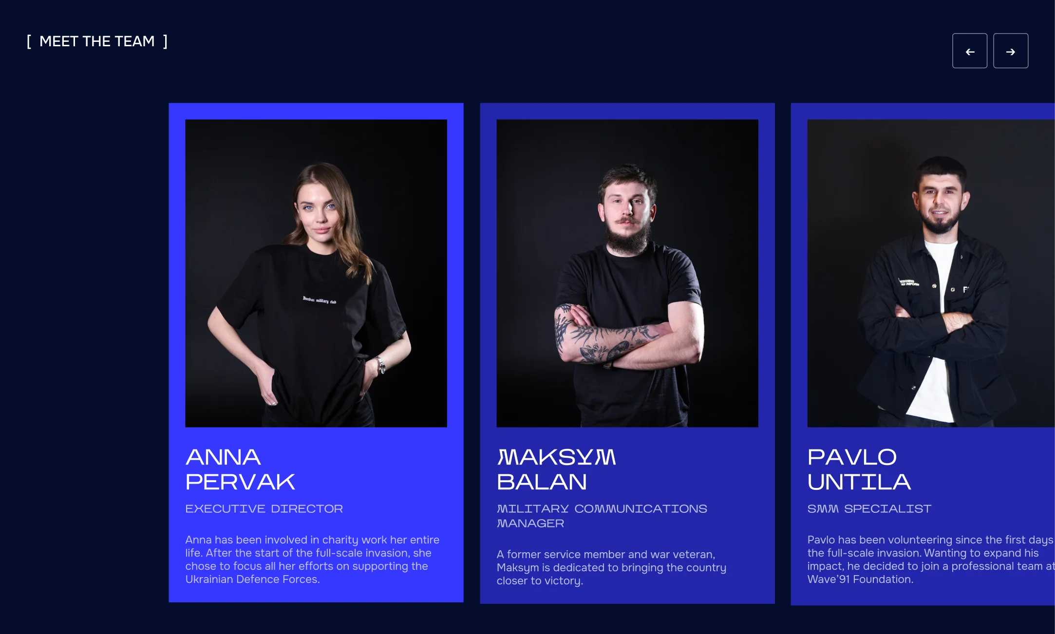 Meet the team — carousel slide