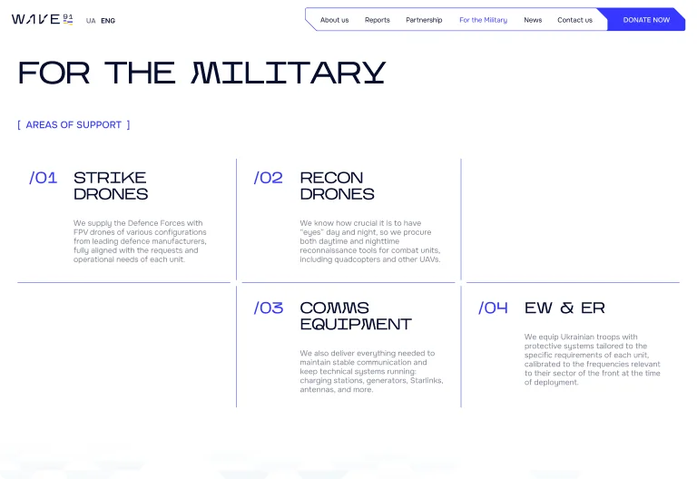 For the military page — user testing finding